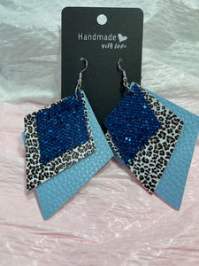 Faux Leather Diamond Shape Earrings