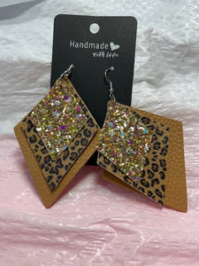 Faux Leather Diamond Shape Earrings