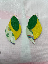 Load image into Gallery viewer, Faux Leather St Patricks Green Earrings