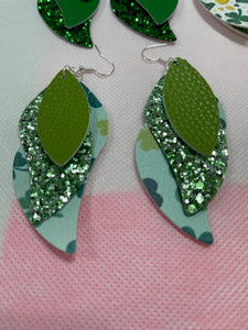 Faux Leather St Patricks Green Earrings