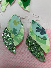 Load image into Gallery viewer, Faux Leather St Patricks Green Earrings