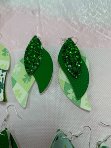 Faux Leather St Patricks Green Earrings