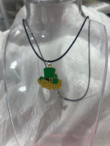 St Patricks Day Lucky Leprechaun Hat full of Gold Necklace