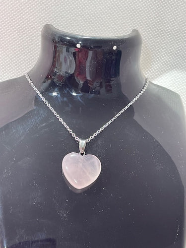 Pink Natural Quartz Heart Necklace