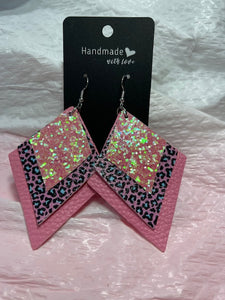 Faux Leather Diamond Shape Earrings