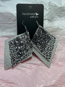 Faux Leather Diamond Shape Earrings