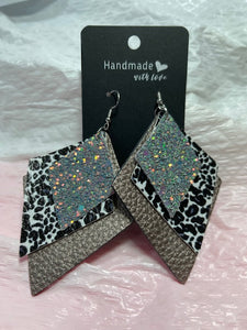 Faux Leather Diamond Shape Earrings