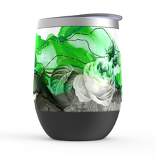 Load image into Gallery viewer, Green Flower Watercolor Stemless Wine Tumblers