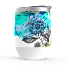 Load image into Gallery viewer, Blue Flower Watercolor Stemless Wine Tumblers