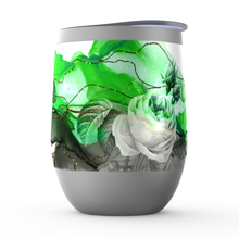 Load image into Gallery viewer, Green Flower Watercolor Stemless Wine Tumblers