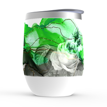 Load image into Gallery viewer, Green Flower Watercolor Stemless Wine Tumblers