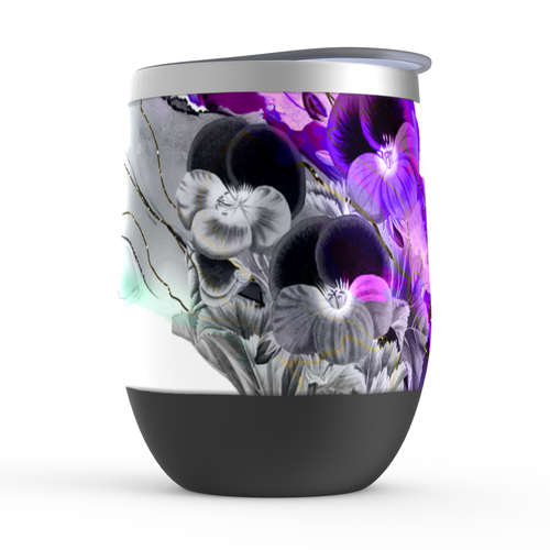 Purple Flower Watercolor Stemless Wine Tumblers