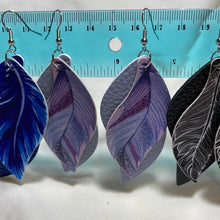 Load image into Gallery viewer, Multilayered faux leather feather look earrings