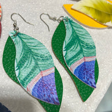 Load image into Gallery viewer, Multilayered faux leather feather look earrings