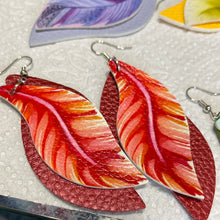 Load image into Gallery viewer, Multilayered faux leather feather look earrings