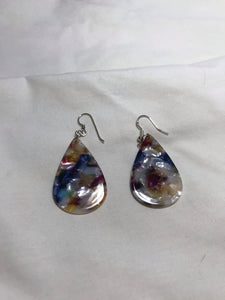 Teardrop white multicolored acrylic earrings