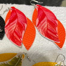 Load image into Gallery viewer, Multilayered faux leather feather look earrings