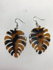 Tortoise Shell Leaf Earrings