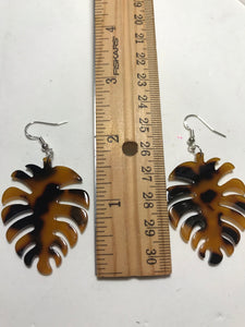 Tortoise Shell Leaf Earrings