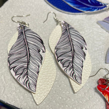 Load image into Gallery viewer, Multilayered faux leather feather look earrings