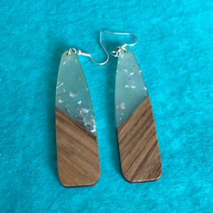 Raindrop Wood and Resin Earrings