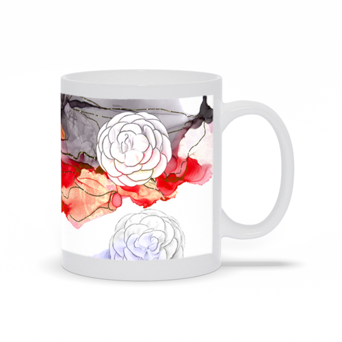 Red Flower Watercolor Mugs